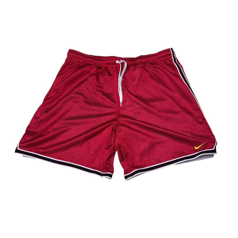 Vtg Nike‎ Mens Red Mesh Basketball Shorts Striped Trim 257486-698 Size M W30 L7